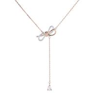 Brass Cubic Zirconia Necklace, with Cubic Zirconia, fashion jewelry & for woman, rose gold color, 46cmx5cm 