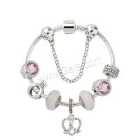 Zinc Alloy European Bracelets, with Lampwork, plated  & micro pave cubic zirconia & for woman 