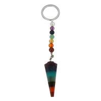 Messing Schlüsselanhänger, mit Edelstein, silberfarben plattiert, Modeschmuck, 130mm,16x46x14mm,25mm, verkauft von Strang