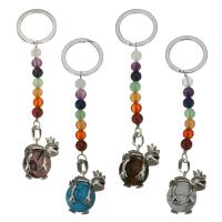 Brass Key Chain, with Gemstone, silver color plated, fashion jewelry 110mm 25mm 