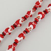Kunstdruck Porzellan Perlen, Weihnachtsmann, rot, 24-28x11-14x14-17mm, Bohrung:ca. 2mm, Länge:ca. 15 ZollInch, ca. 15PCs/Strang, verkauft von Strang