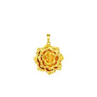 Brass Flower Pendants, Copper Alloy, gold color plated, for woman, metallic color plated 