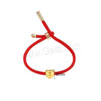 Copper Alloy Bracelet, with Polyester Cord, gold color plated, Adjustable & dyed & for woman, metallic color plated, 8mm Approx 7.2 Inch 