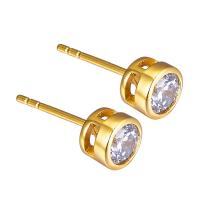 Cubic Zirconia Micro Pave Brass Earring, Copper Alloy, gold color plated, micro pave cubic zirconia & for woman, metallic color plated 