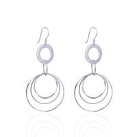 Sterling Silver Drop Earring, 925 Sterling Silver, Donut, platinum plated, for woman & hollow 