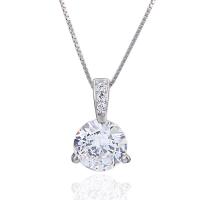 Cubic Zirconia Micro Pave Sterling Silver Pendant, 925 Sterling Silver, Round, silver color plated, for woman & with cubic zirconia 