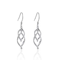 Sterling Silver Drop Earring, 925 Sterling Silver, Geometrical Pattern, silver color plated, for woman & hollow 