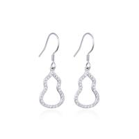 Cubic Zirconia Micro Pave Sterling Silver Earring, 925 Sterling Silver, Calabash, platinum plated, micro pave cubic zirconia & for woman & hollow 