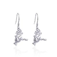 Sterling Silver Drop Earring, 925 Sterling Silver, Deer, platinum plated, with plastic earnut & fashion jewelry & for woman 