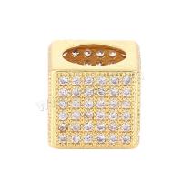 Large Hole Brass Beads,  Square, plated, DIY & micro pave cubic zirconia Approx 6.8mm 