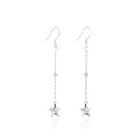 Sterling Silver Drop Earring, 925 Sterling Silver, Star, platinum plated, oval chain & for woman 