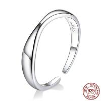 Sterling Silver Finger Ring, 925 Sterling Silver, platinum plated, adjustable & for woman, 1.5-3.5mm, US Ring 