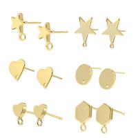 Brass Earring Stud Component, brass post pin, gold color plated, DIY metallic color plated     10mm 