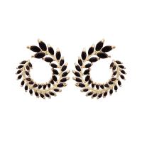 Cubic Zirconia Micro Pave Brass Earring, brass post pin, Wheat, plated, micro pave cubic zirconia & for woman 