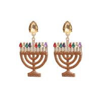 Zinc Alloy Rhinestone Drop Earring, zinc alloy post pin, gold color plated, fashion jewelry & for woman & enamel & with rhinestone, multi-colored 