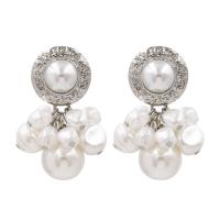 Plastic Pearl Zinc Alloy Earring, with Plastic Pearl, zinc alloy post pin, plated, fashion jewelry & for woman 