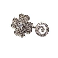 Brass Magnetic Clasp, Four Leaf Clover, plated, DIY & micro pave cubic zirconia, metallic color plated 