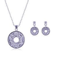 Rhinestone Zinc Alloy Jewelry Set, earring & necklace, with Rhinestone, for woman 400mm 