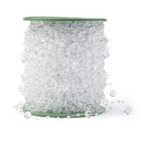 Kunststoff Perlen Perle Seil, mit Angelleine & Kunststoffspule, klar, 8mm+3mm, 60m/Spule, verkauft von Spule