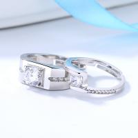 Cubic Zircon Brass Finger Ring, plated, fashion jewelry & Unisex & with cubic zirconia, silver color 0c65mmuff0c 0c45mm 