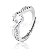 Cubic Zircon Brass Finger Ring, plated, fashion jewelry & for woman & with cubic zirconia, silver color 