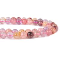 Rutilquarz Perlen, Rutilated Quarz, rund, poliert, DIY & verschiedene Größen vorhanden, farbenfroh, Länge:ca. 15 ZollInch, verkauft von Strang
