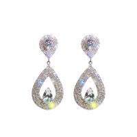 Zinc Alloy Rhinestone Drop Earring, plated, fashion jewelry & for woman & with rhinestone nickel, lead & cadmium free 