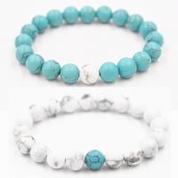 Synthetic Turquoise Bracelet, Natural Stone, with Elastic Thread, fashion jewelry & for woman 0c180x10 