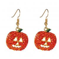 Zinc Alloy Drop Earring, Pumpkin, gold color plated, for woman & with rhinestone 
