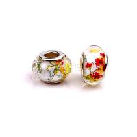Zinc Alloy European Large Hole Beads, with Resin, printing, DIY, white, 5mm 