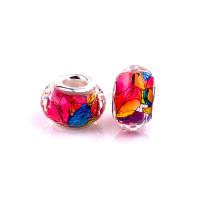 Zinc Alloy European Large Hole Beads, with Resin, printing, DIY, mixed colors, 5mm 