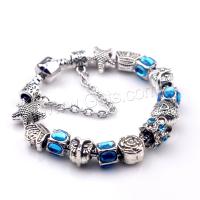 Zinc Alloy European Bracelets, with Brass, plated & for woman & with rhinestone, blue 