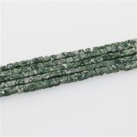 Grüner Tupfen Stein Perlen, grüner Punkt Stein, Quadrat, poliert, DIY, grün, 4x4mm, Länge:ca. 15.35 ZollInch, ca. 86PCs/Strang, verkauft von Strang