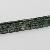 Grüner Tupfen Stein Perlen, grüner Punkt Stein, Rechteck, poliert, DIY, grün, 4x13mm, Länge:ca. 15.35 ZollInch, ca. 29PCs/Strang, verkauft von Strang