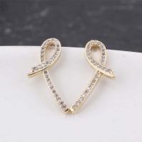 Cubic Zircon Brass Earring, real gold plated, with cubic zirconia, gold 