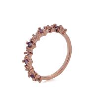 Цирконий Micro Pave Латунь палец кольцо, Медно-никелевый сплав, Геометрический узор, плакированный цветом розового золота, инкрустированное микро кубического циркония, под розовое золото, продается PC