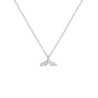 Cubic Zircon Micro Pave Brass Necklace, Cupronickel, Mermaid tail, platinum color plated, oval chain & micro pave cubic zirconia, platinum color Approx 17.72 Inch 