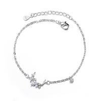 Cubic Zirconia Micro Pave Sterling Silver Bracelet, 925 Sterling Silver, plated, micro pave cubic zirconia & for woman, metallic color plated 3mm Approx 5.9 Inch 