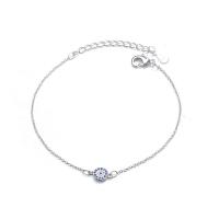 Cubic Zirconia Micro Pave Sterling Silver Bracelet, 925 Sterling Silver, with 1.18 inch extender chain, micro pave cubic zirconia & for woman, silver color, 6mm Approx 5.9 Inch 
