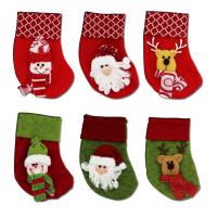 Christmas Stocking and Holder for your Mantel, Wool Fabric, Christmas Sock, Christmas Design & 3D effect, mixed colors 