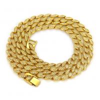 Цинкового сплава железа цепи ожерелье, цинковый сплав, пшеница, плакирован золотом, со стразами, Золотой, 1.5cm, продается Strand