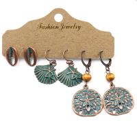 Zinc Alloy Earring Set, Stud Earring & earring, Geometrical Pattern, antique bronze color plated, three pieces, original color 