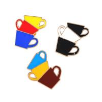 Halsband Schmuck Brosche, Zinklegierung, Tasse, goldfarben plattiert, verschiedene Stile für Wahl & Emaille, keine, 23.3x19.4mm, 2PCs/Menge, verkauft von Menge