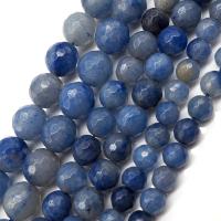 Blauer Aventurin , rund, poliert, DIY, blau, Länge:ca. 15.7 ZollInch, verkauft von Strang
