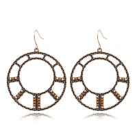 Zinc Alloy Drop Earring, with Seedbead, Donut, plated, vintage & hollow 