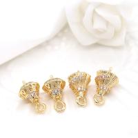 Brass Jewelry Bails, gold color plated, DIY & micro pave cubic zirconia, metallic color plated 