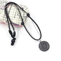 Zinc Alloy Necklace, Waxed Cotton Cord, with Zinc Alloy, fashion jewelry & for man, black, 50cmx3cm 