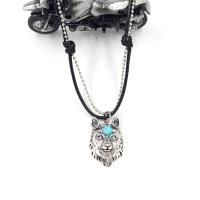 Zinc Alloy Necklace, Waxed Cotton Cord, with turquoise & Zinc Alloy, fashion jewelry & for man, silver color, 50cmx31.5cm 