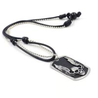 Zinc Alloy Necklace, Waxed Cotton Cord, with Zinc Alloy, fashion jewelry & for man, black, 50cmx31.5cm 
