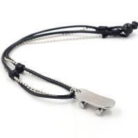 Zinc Alloy Necklace, Waxed Cotton Cord, with Zinc Alloy, Skateboard, fashion jewelry & ball chain & for man, silver color, 50cmx 